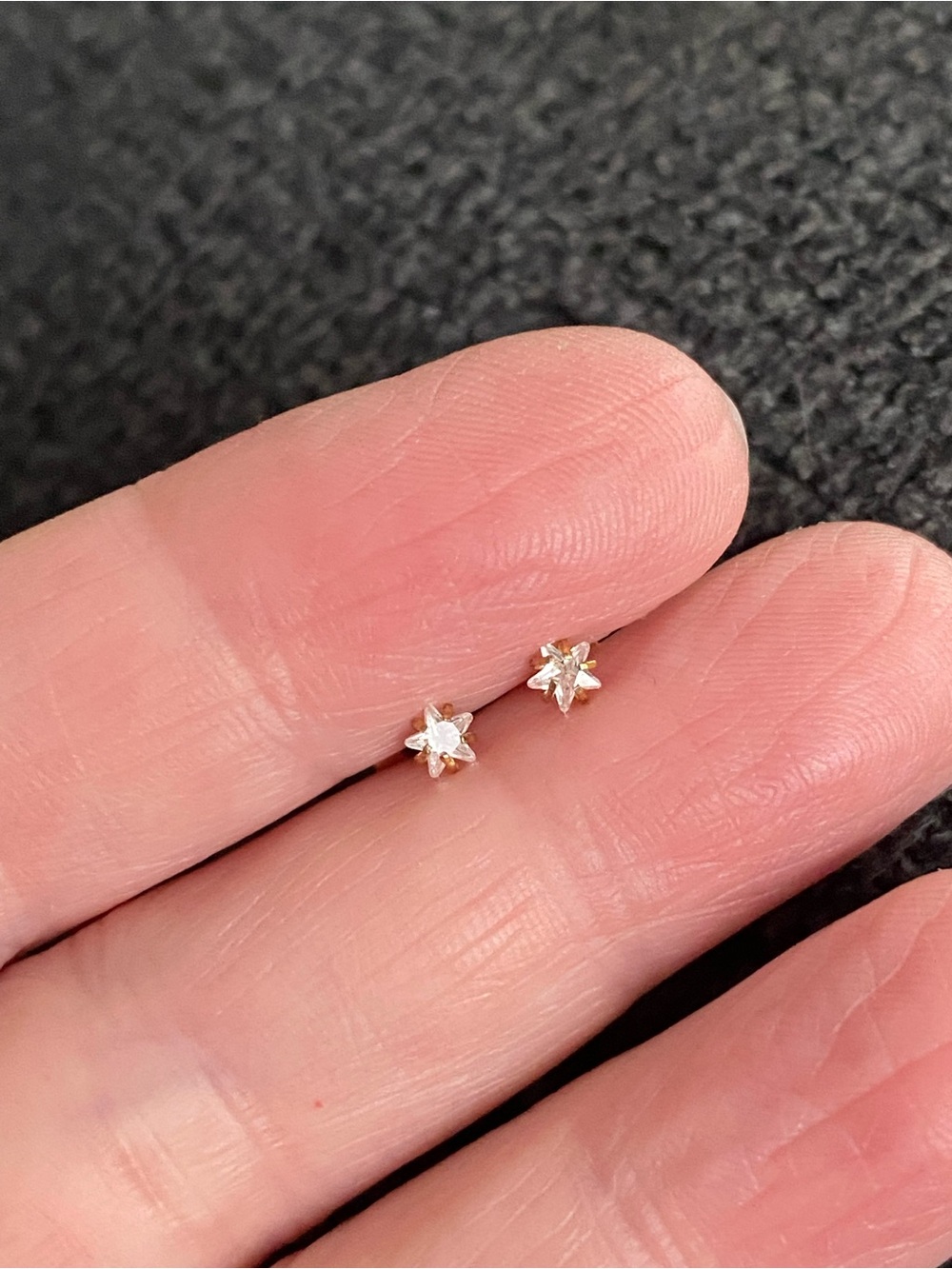 Delicate Gold Starburst CZ Stud Earrings - White